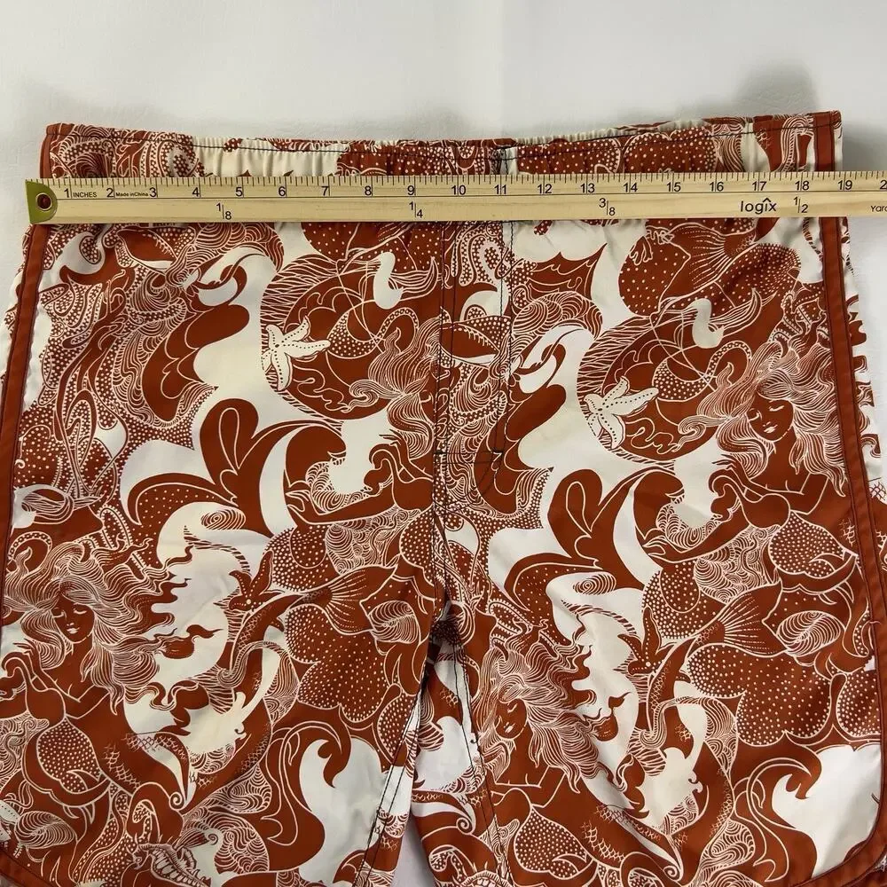 American Eagle Swim Trunks‎ Men’s Brown Pattern Board Shorts Tropical Beach Sz.M